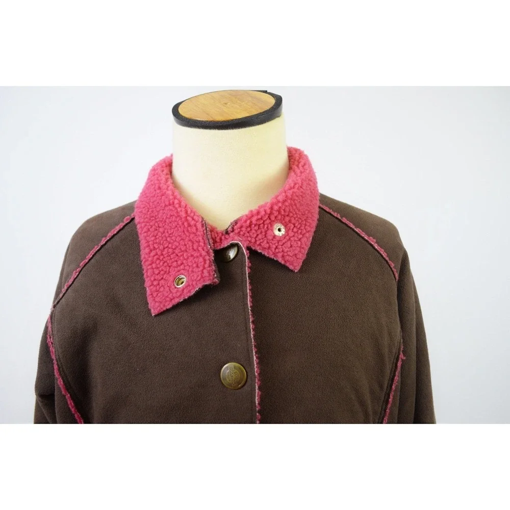 OSHKOSH B'GOSH Girls 7 Jacket Retro Vintage Pink Sherpa Fleece Microfiber Brown